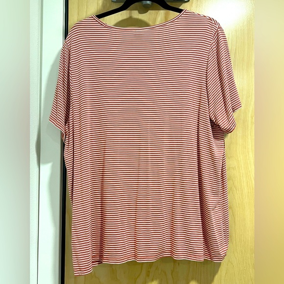 Old Navy Burnt Orange & White Striped V-Neck T-Shirt - Picture 2 of 4